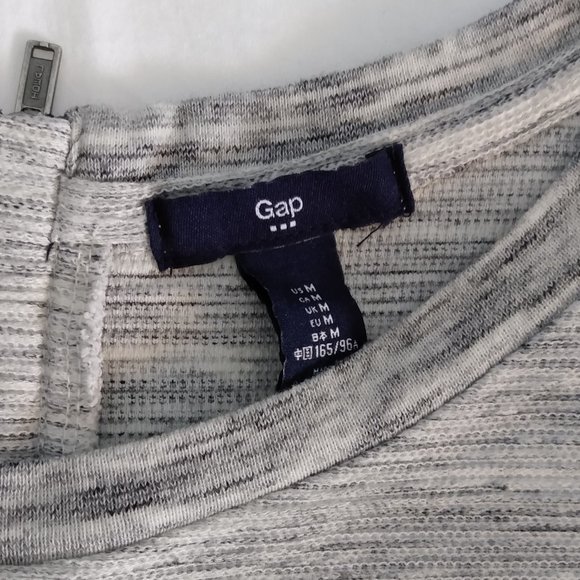 Gap gray/white veragated striped back zip tunic dress, size M - Picture 3 of 11